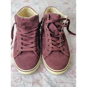 TAOS TOP STAR BURGUNDY CANVAS HIGH TOP FASHION SNEAKERS LACED SHOES WOMENS SZ...